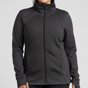 SHAMBHALA Grey Gathered Horizontal Ribbed Athletic Jacket est Plus Size  XL